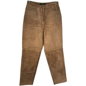 Vintage Bushwacker Suede Genuine Leather Pants Brown Women's Size 10 High Waist